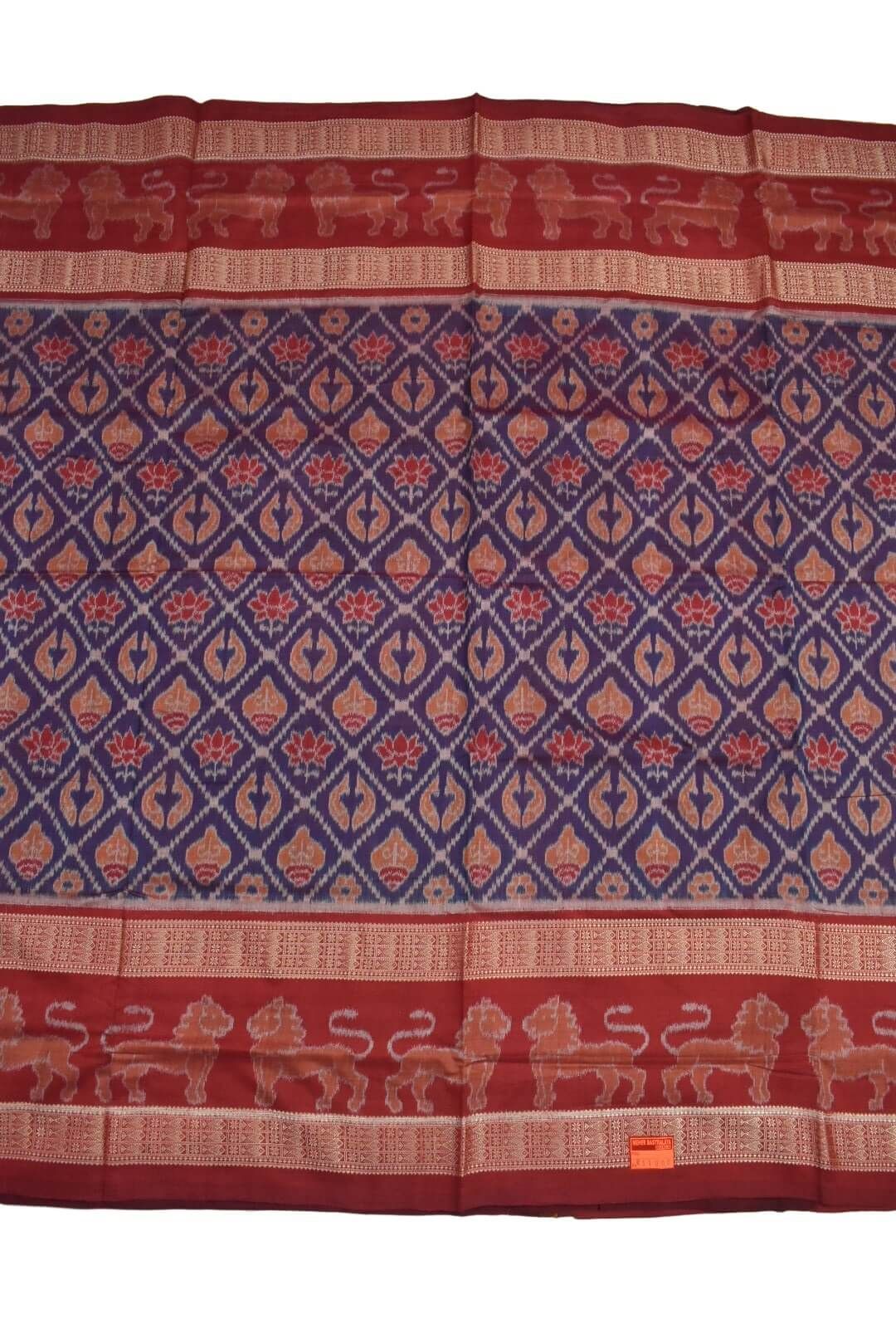 Blue Colour Sambalpuri Handloom Cotton Bandha Saree