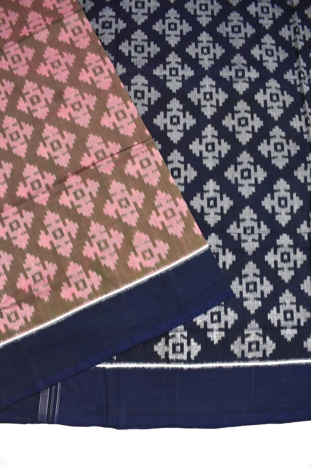 Pitch Colour Sambalpuri Handloom Cotton Bandha Saree - Image 3