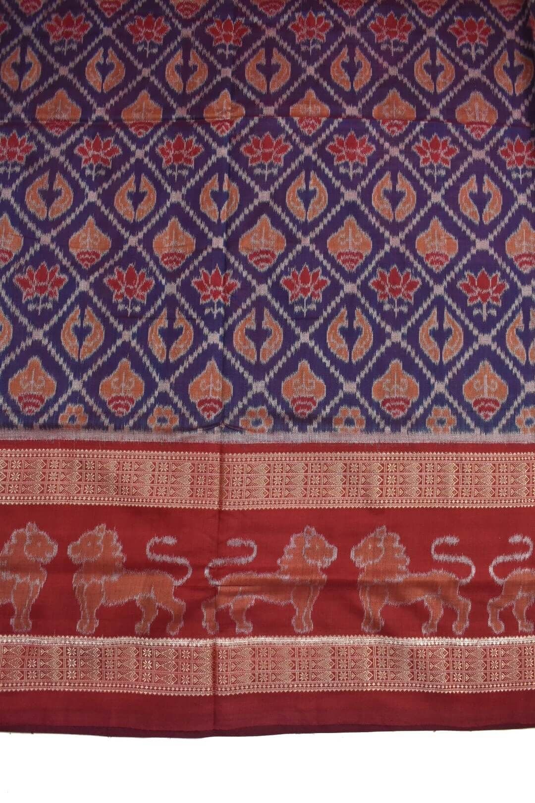 Blue Colour Sambalpuri Handloom Cotton Bandha Saree - Image 4