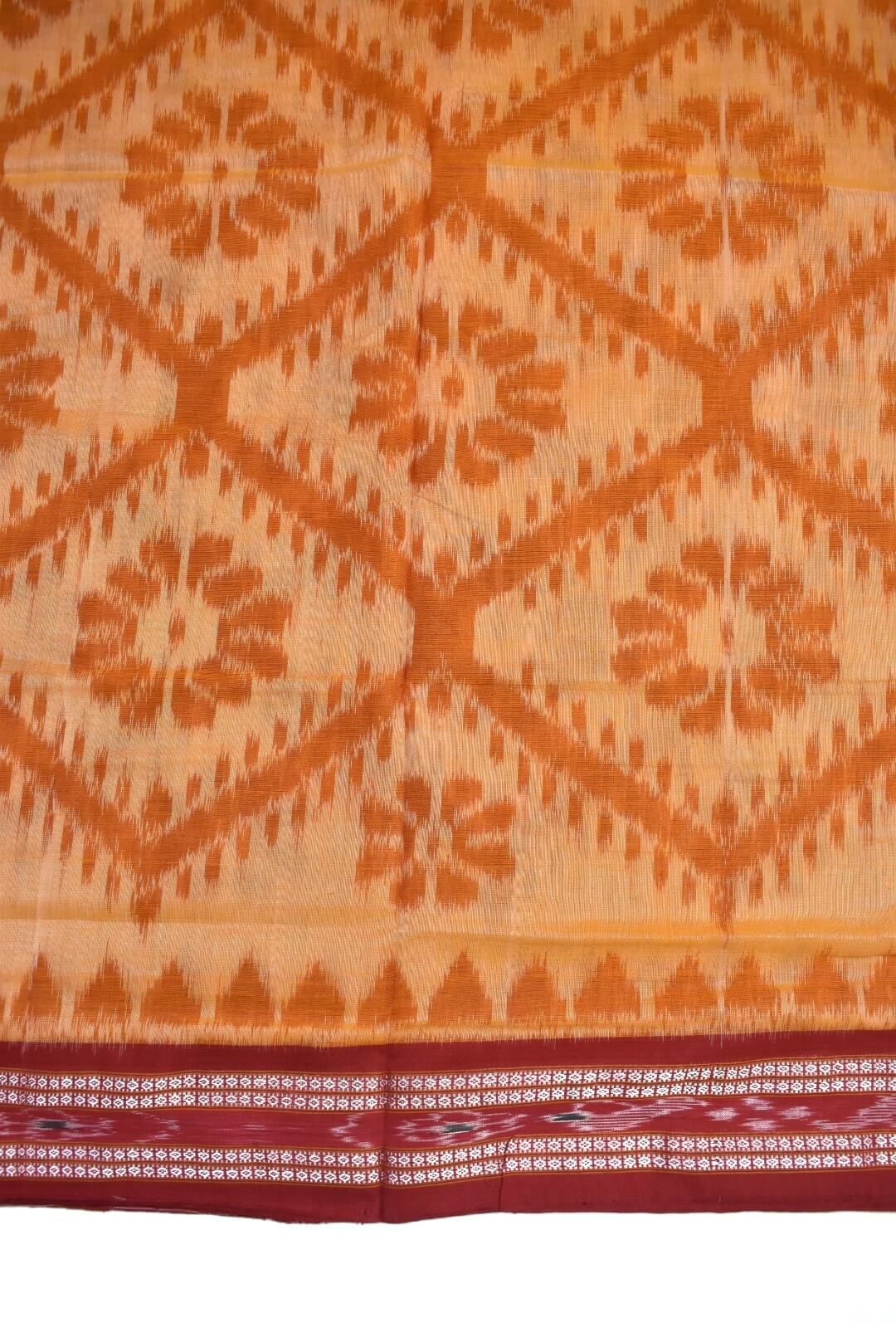 Orange Colour Sambalpuri Handloom Cotton Saree - Image 4