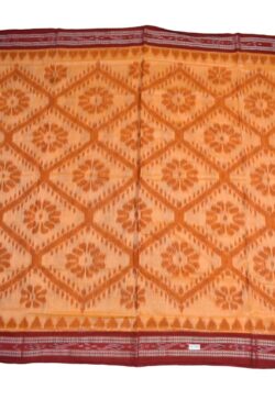 Orange Colour Sambalpuri Handloom Cotton Saree