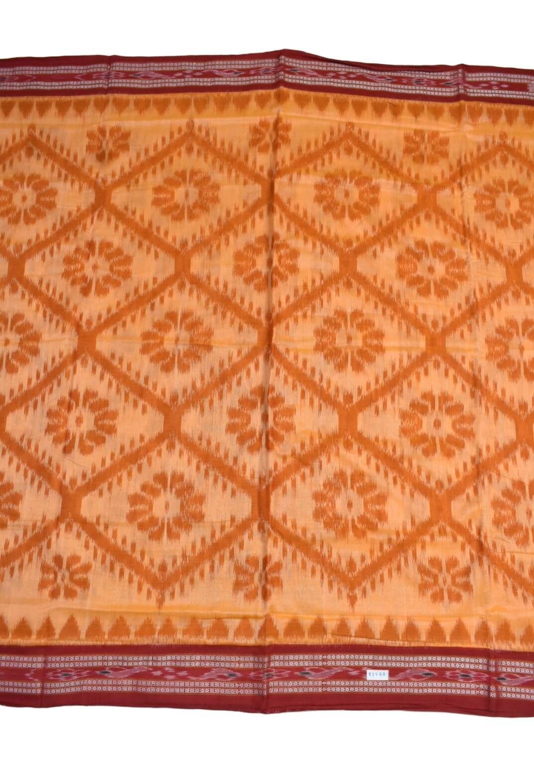 Orange Colour Sambalpuri Handloom Cotton Saree