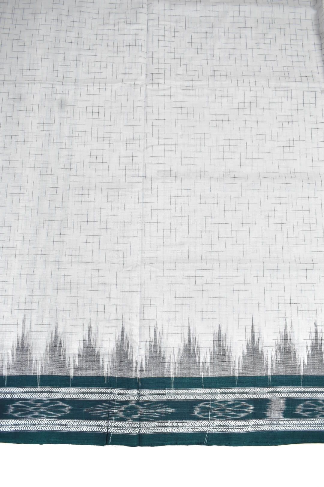 White Colour Sambalpuri Handloom Cotton Saree - Image 4
