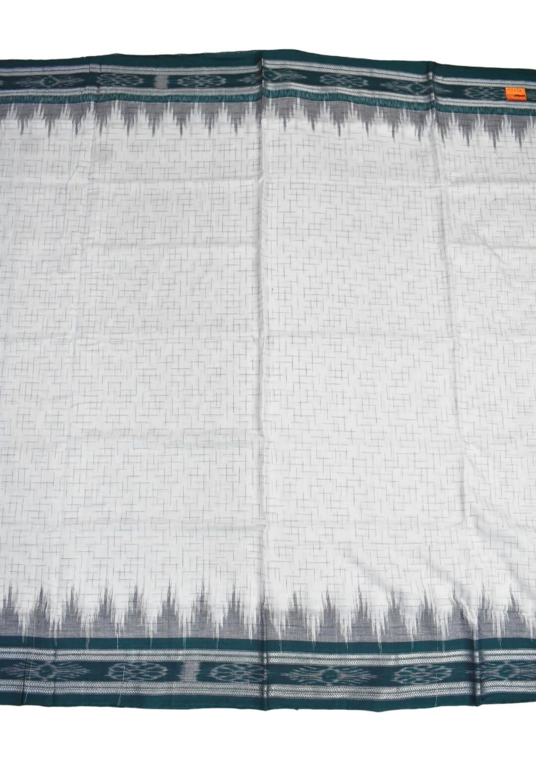 White Colour Sambalpuri Handloom Cotton Saree