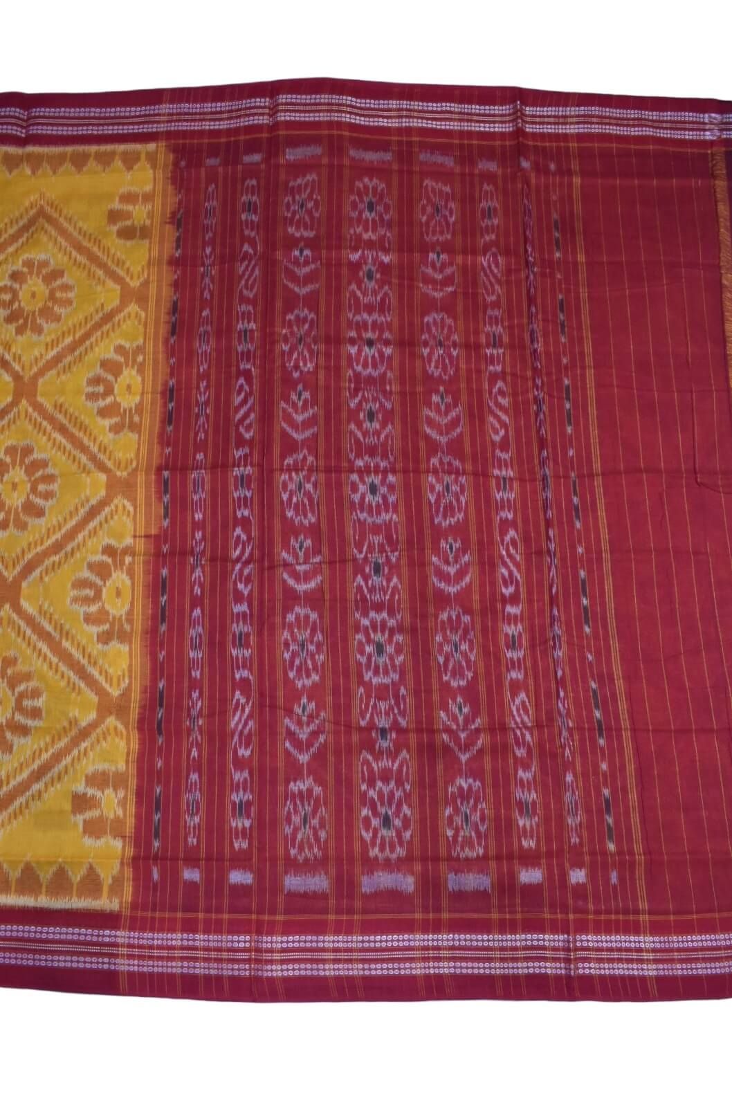 Yellow Colour Sambalpuri Handloom Cotton Saree - Image 2