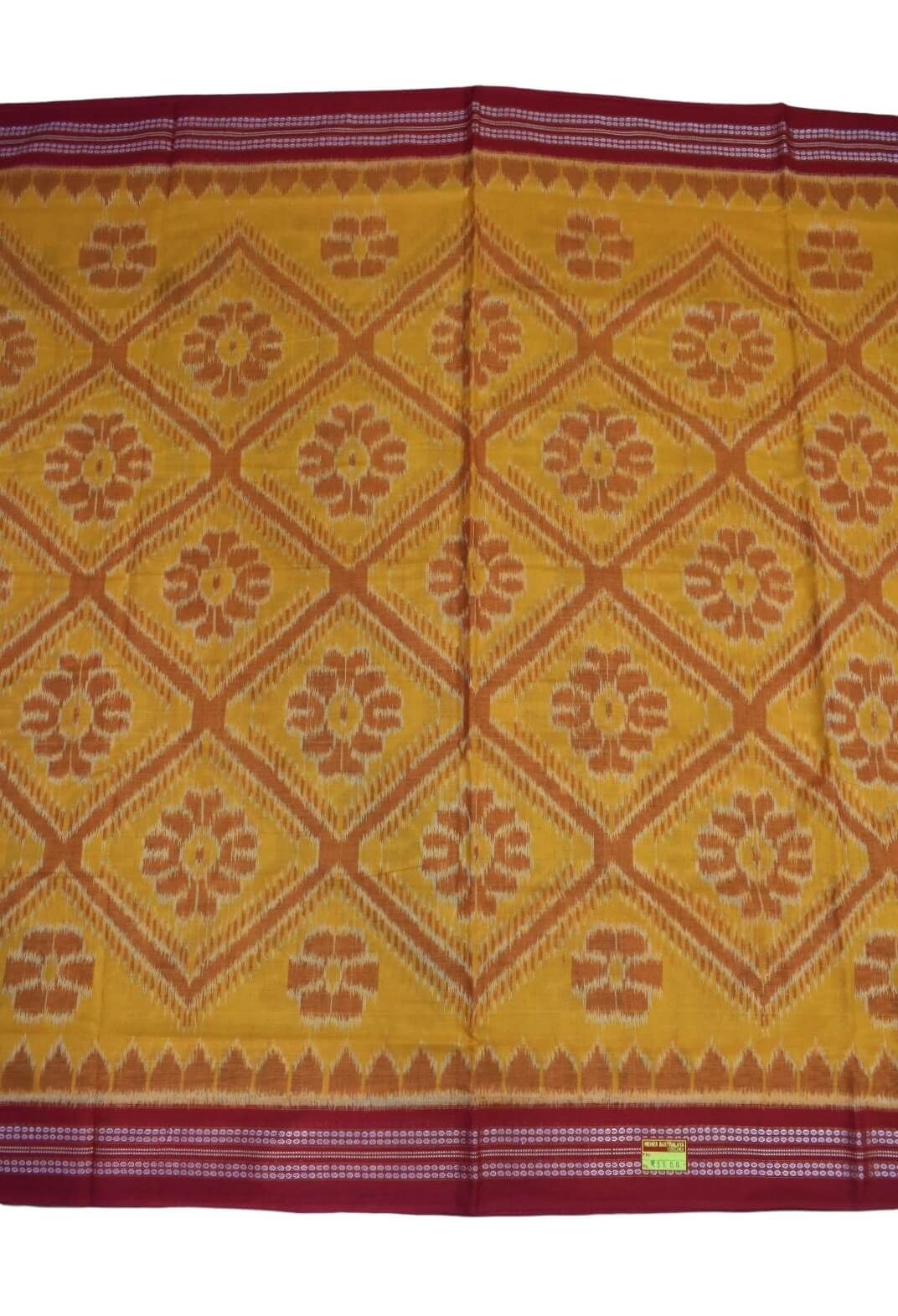 Yellow Colour Sambalpuri Handloom Cotton Saree