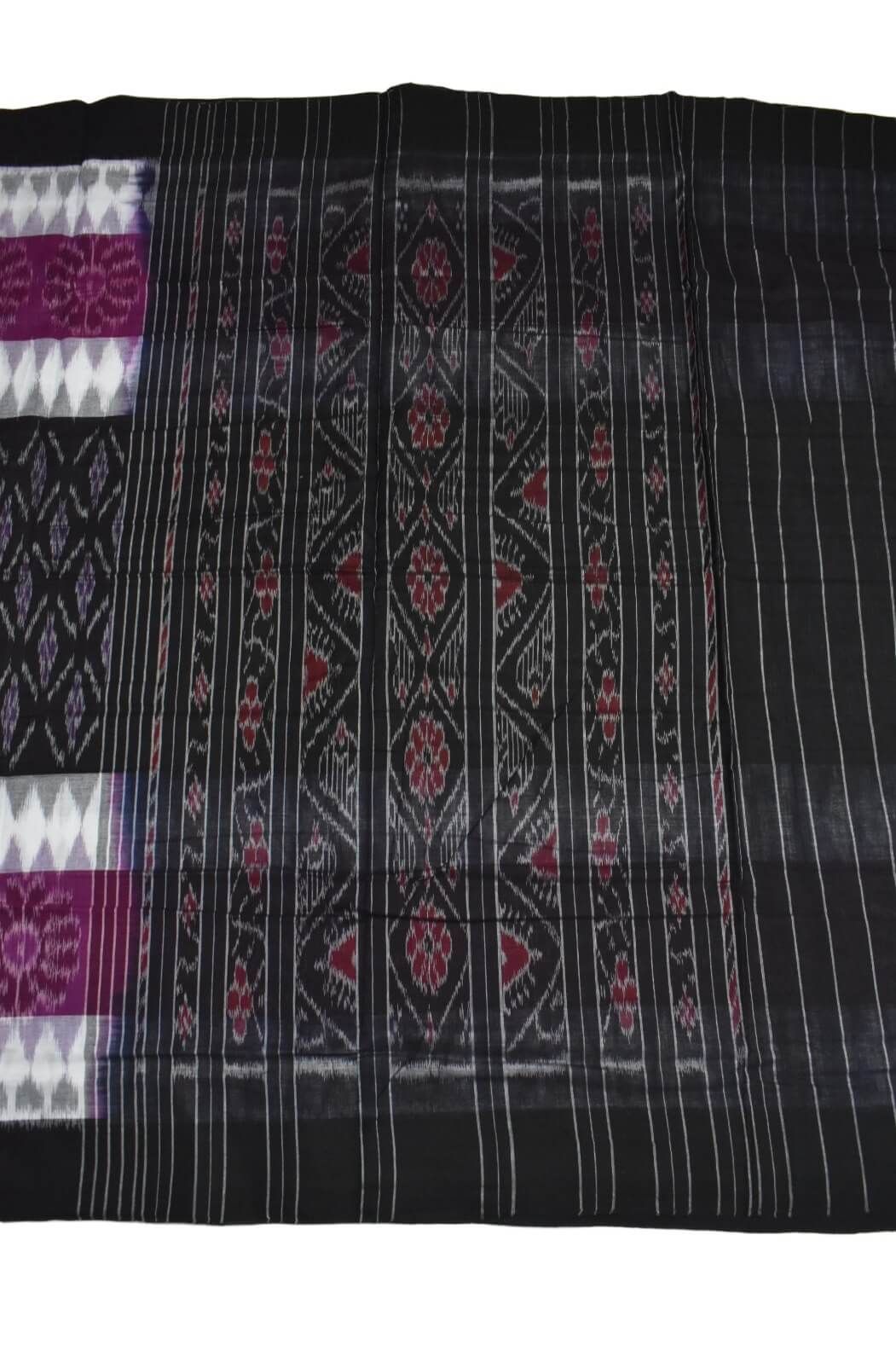 Black Colour Sambalpuri Handloom Cotton Saree - Image 2