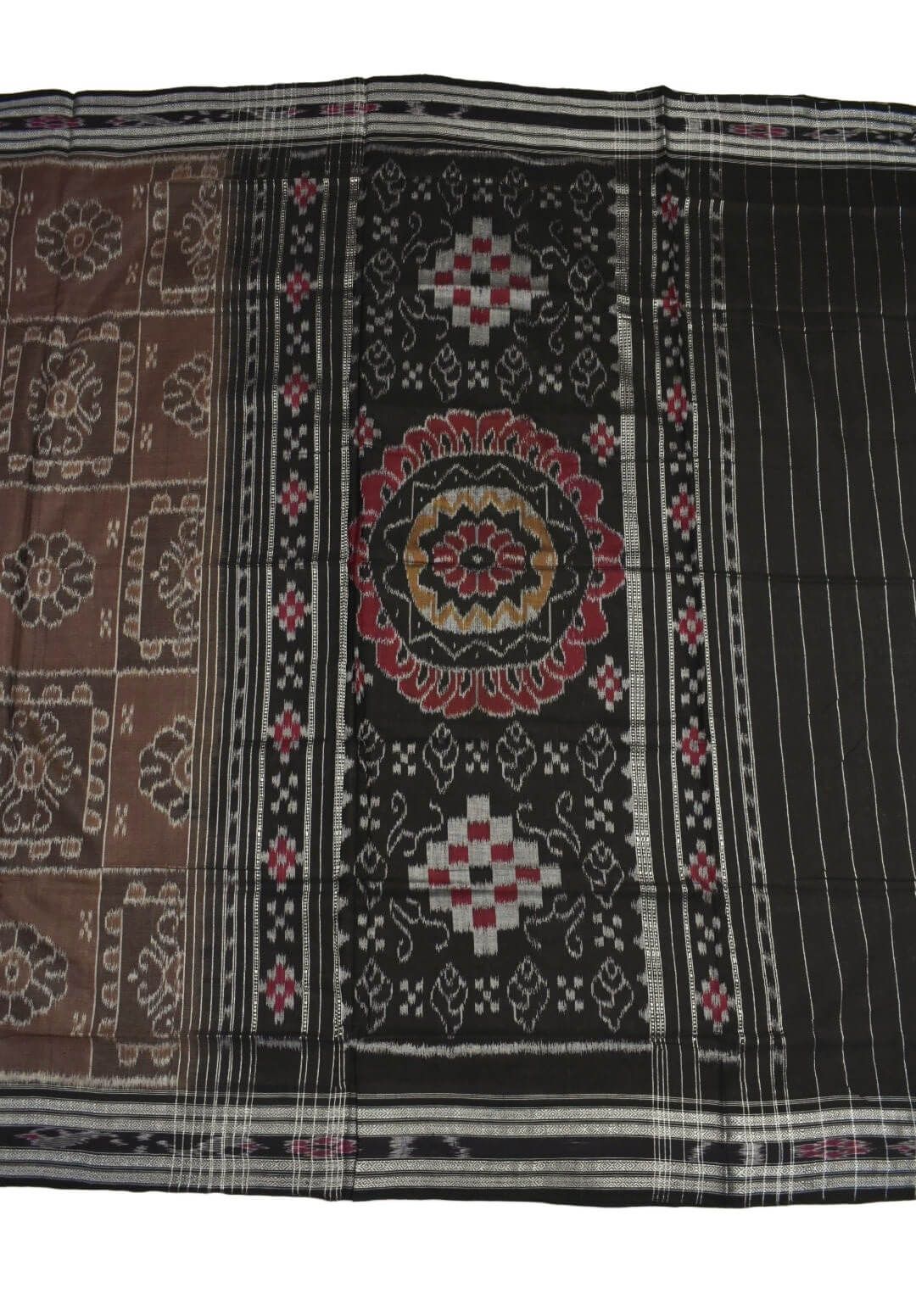Brown Colour Sambalpuri Handloom Cotton Saree - Image 2