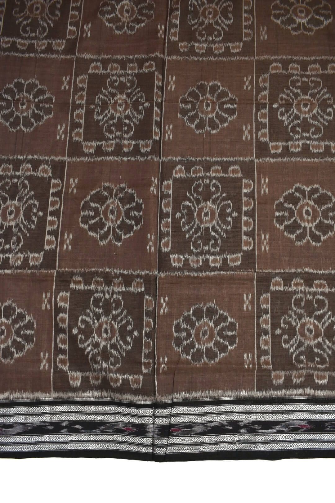 Brown Colour Sambalpuri Handloom Cotton Saree - Image 4