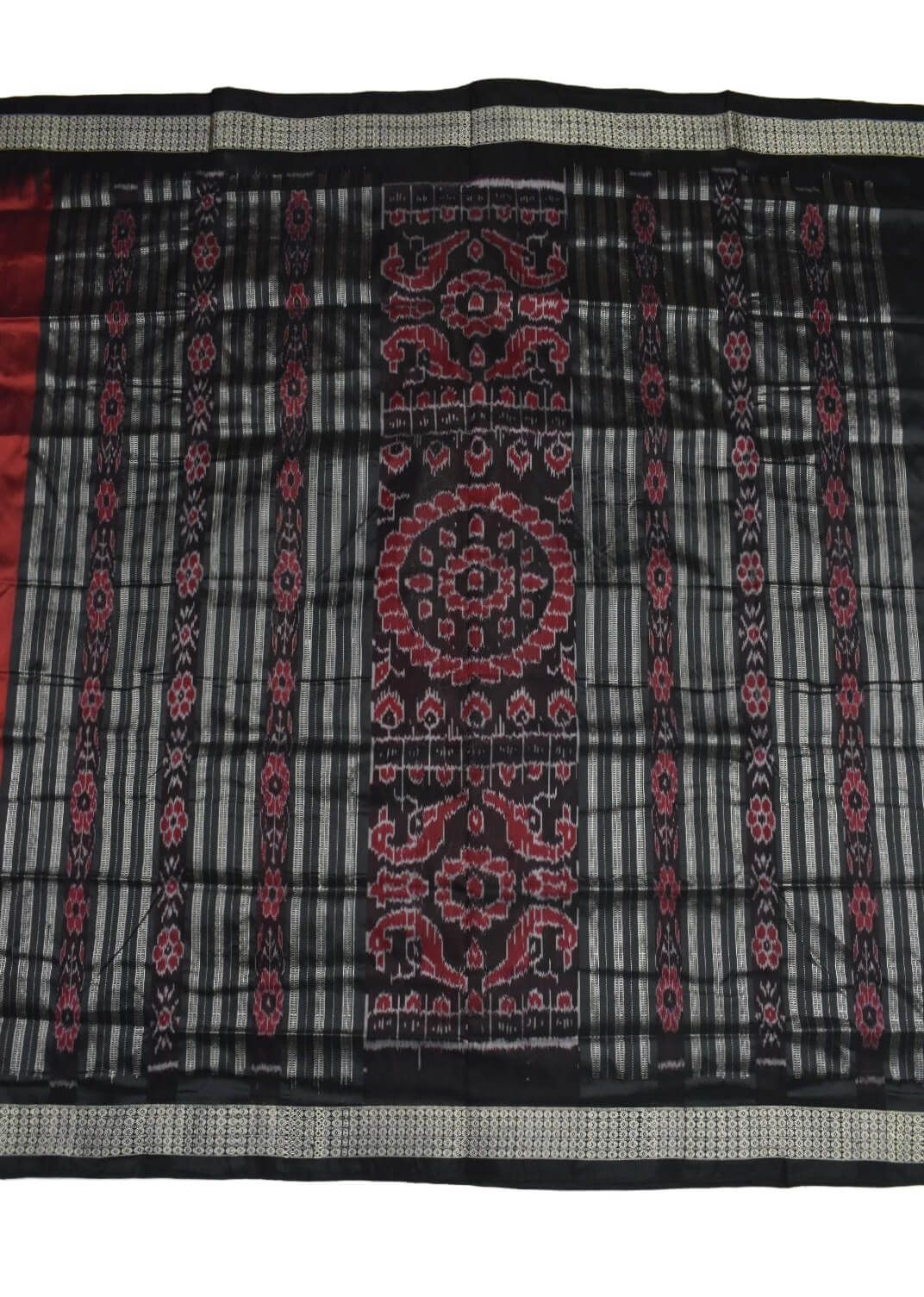 Red Colour Sambalpuri Handloom Bandha Silk Saree - Image 2