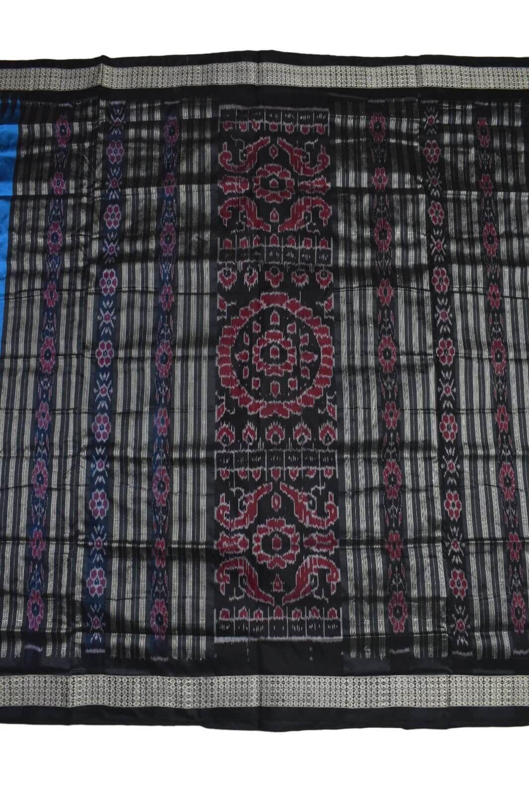 Blue Colour Sambalpuri Handloom Bandha Silk Saree - Image 2