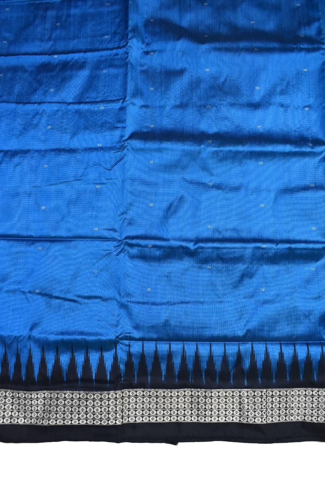 Blue Colour Sambalpuri Handloom Bandha Silk Saree - Image 4