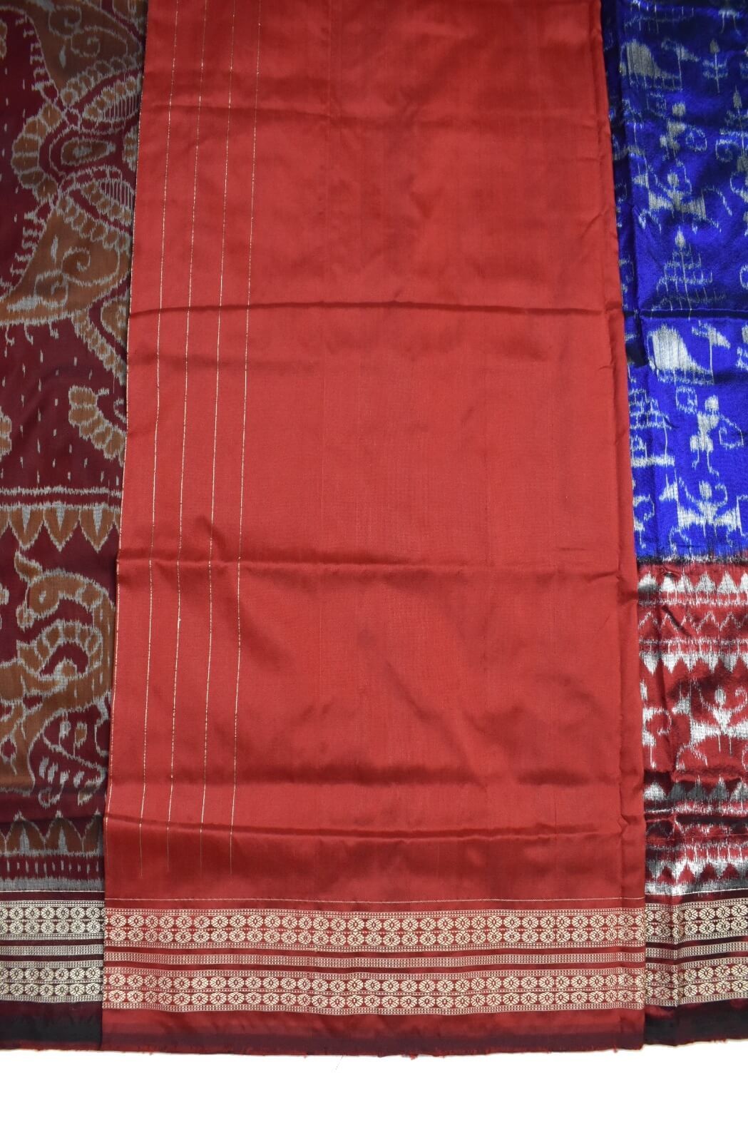 Blue Colour Sambalpuri Handloom Bandha Silk Saree - Image 5