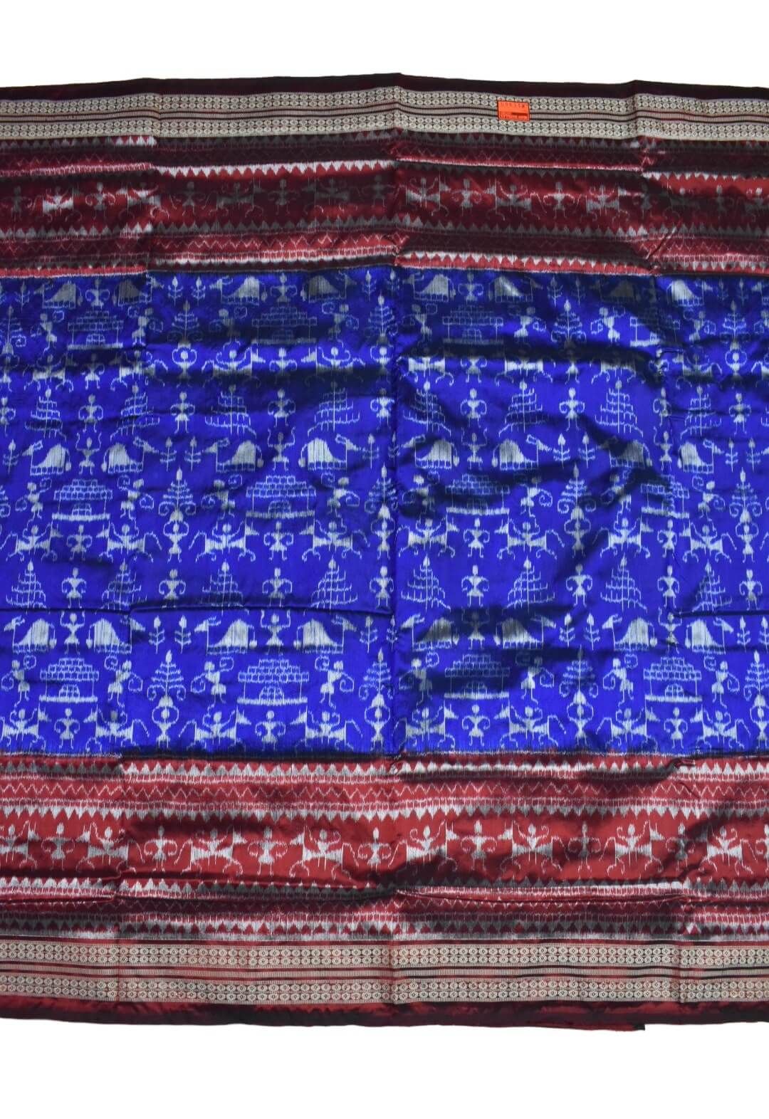 Blue Colour Sambalpuri Handloom Bandha Silk Saree
