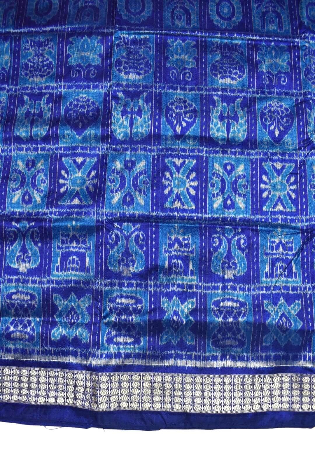 Blue Combination Patli Design Sambalpuri Handloom Silk Saree - Image 5