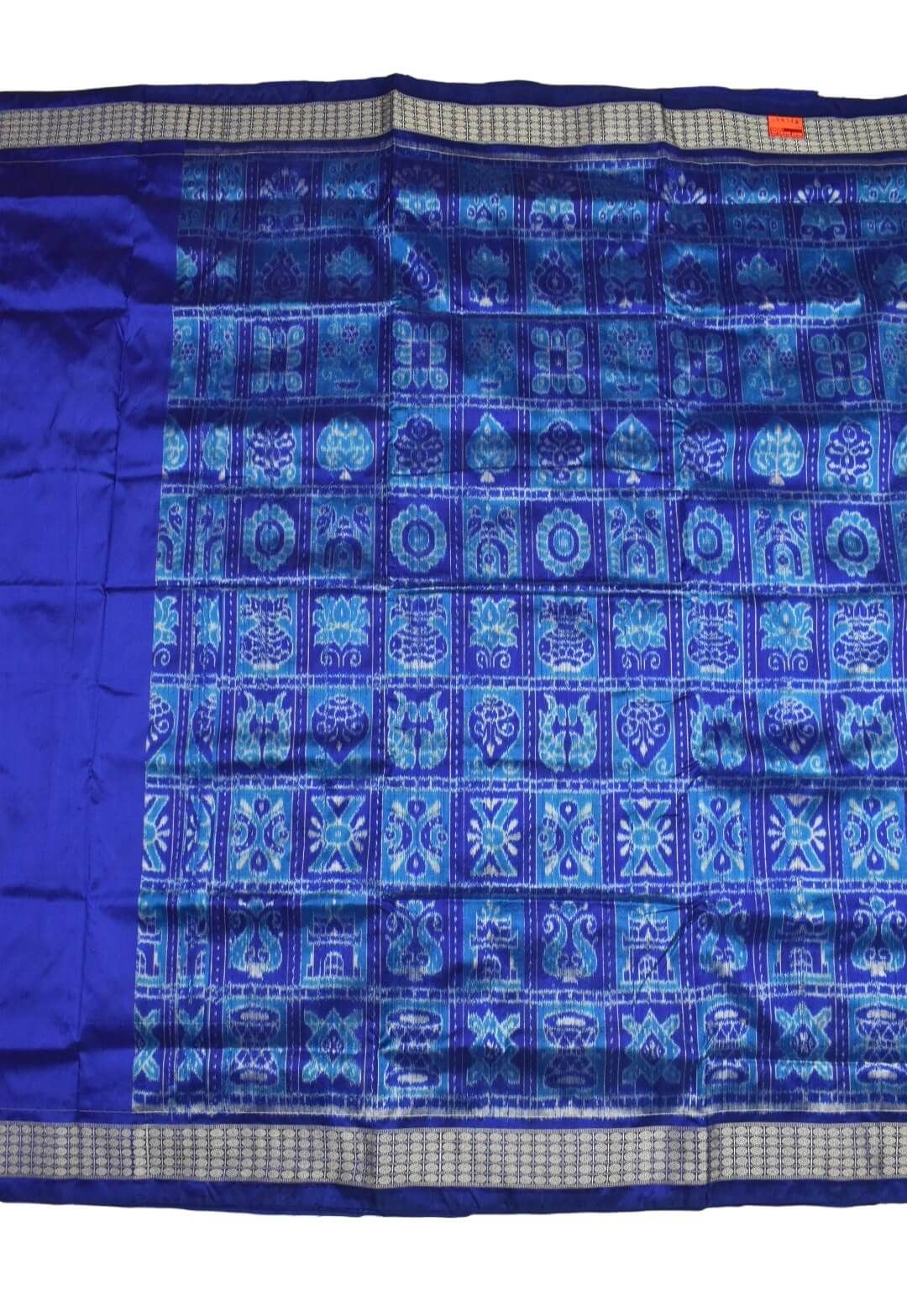 Blue Combination Patli Design Sambalpuri Handloom Silk Saree