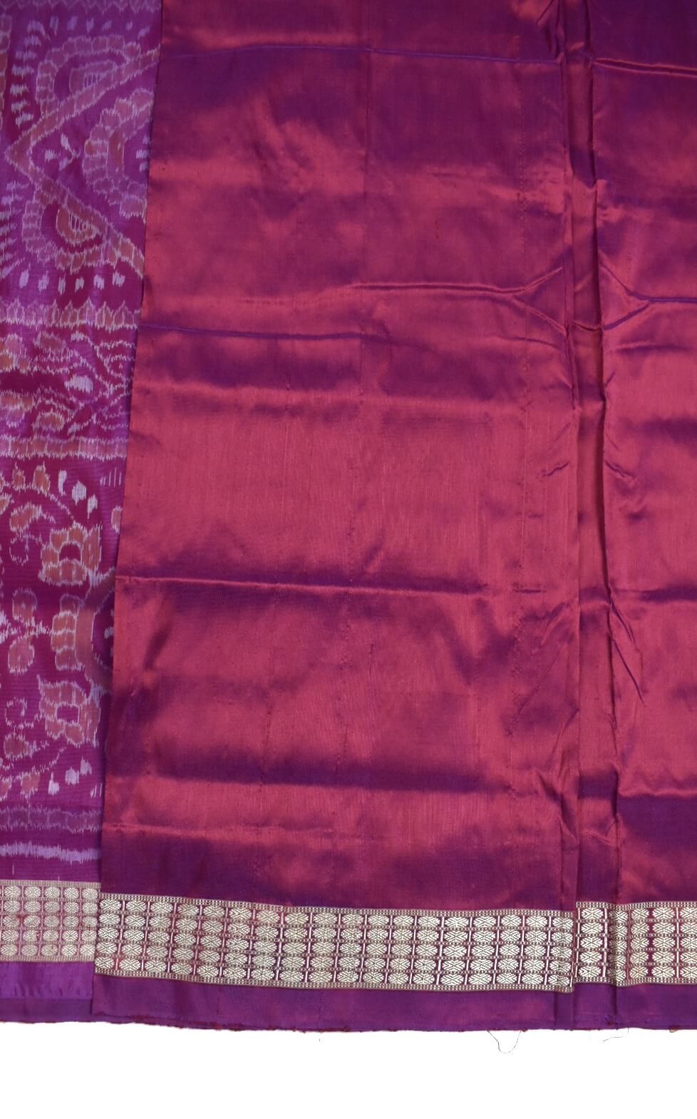 Purple Combination Patli Design Sambalpuri Handloom Silk Saree - Image 6