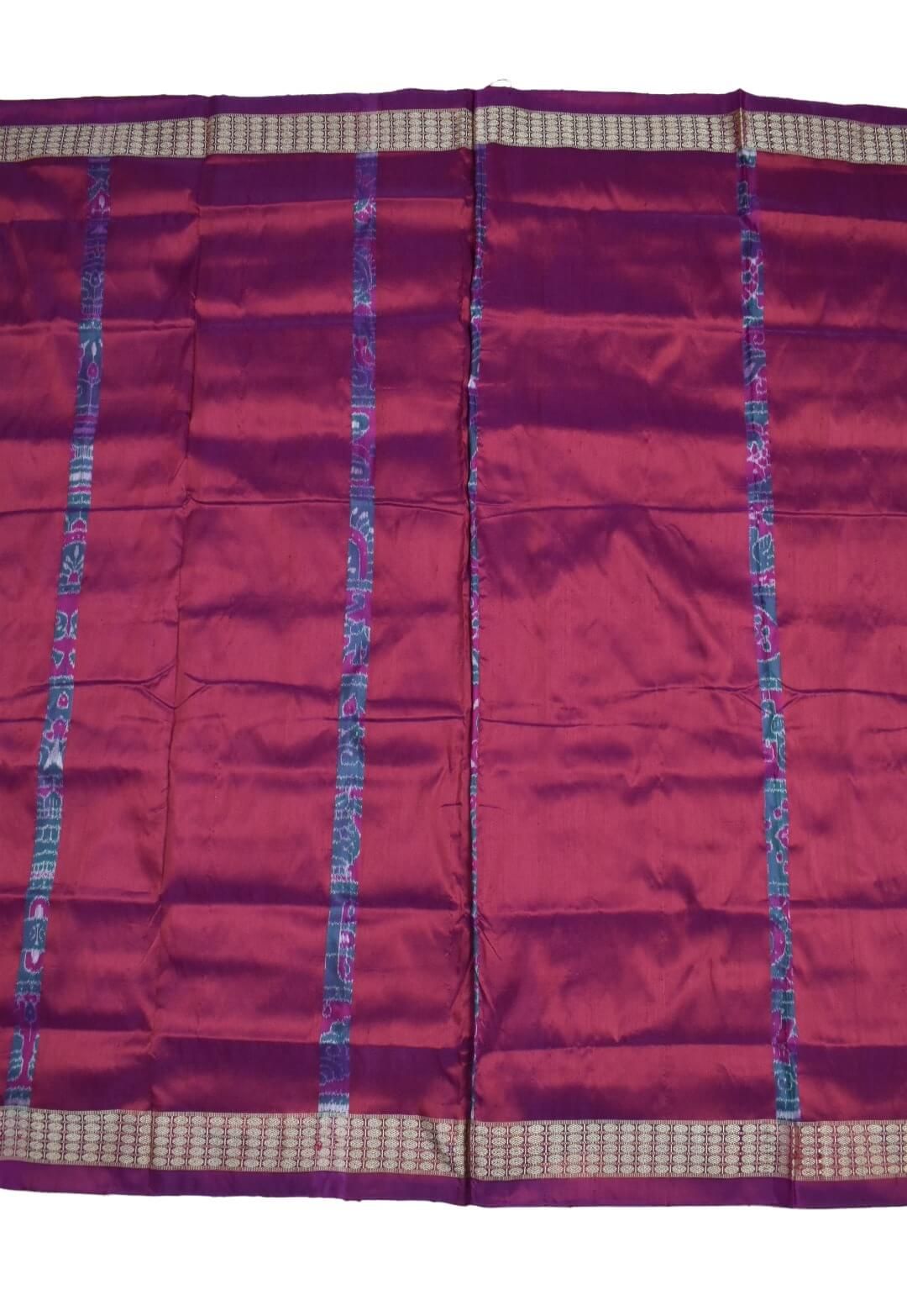 Purple Combination Patli Design Sambalpuri Handloom Silk Saree - Image 2