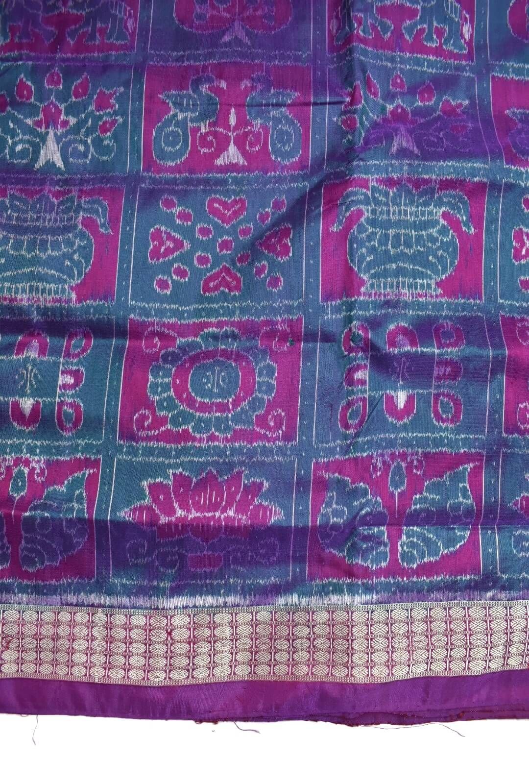 Purple Combination Patli Design Sambalpuri Handloom Silk Saree - Image 5
