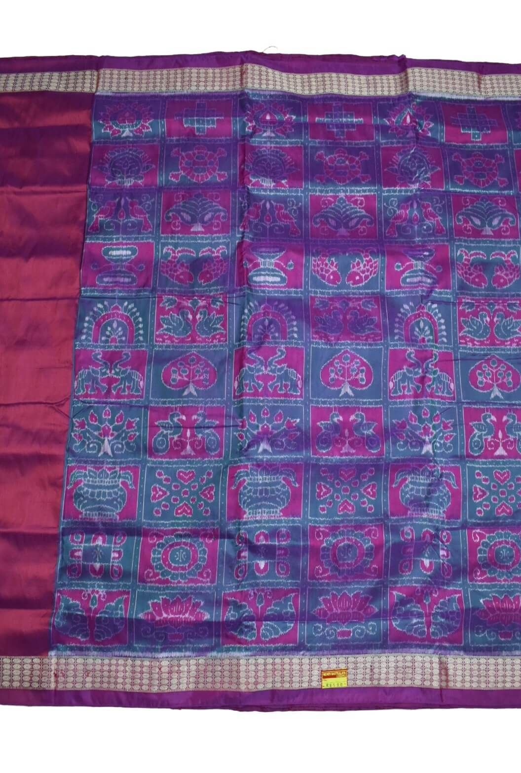 Purple Combination Patli Design Sambalpuri Handloom Silk Saree