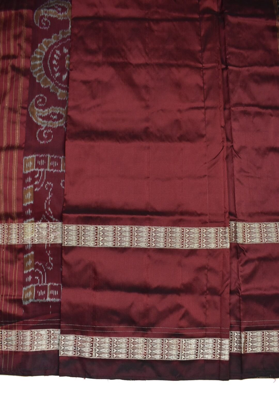Green Combination Patli Design Sambalpuri Handloom Silk Saree - Image 6