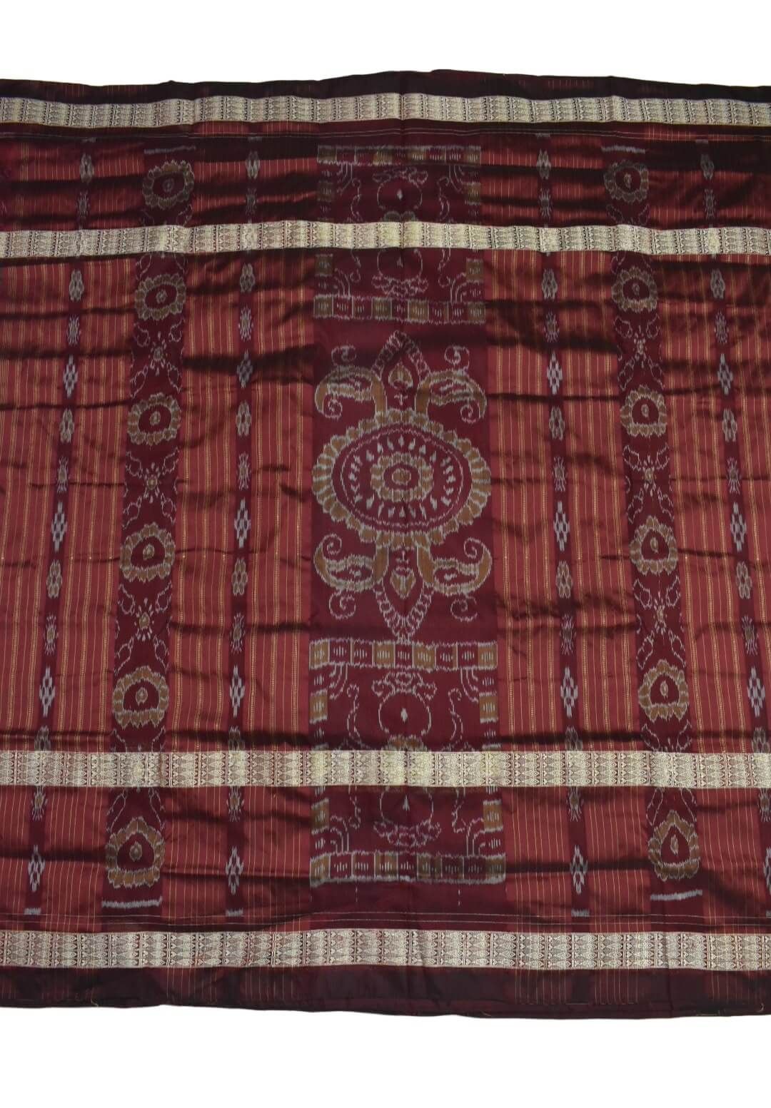 Green Combination Patli Design Sambalpuri Handloom Silk Saree - Image 3