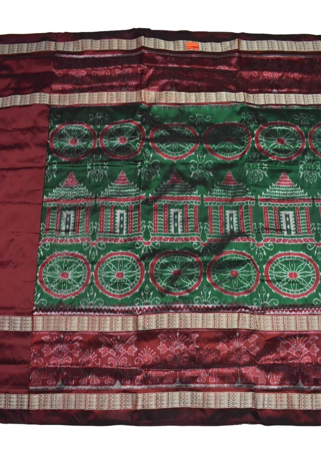 Green Combination Patli Design Sambalpuri Handloom Silk Saree