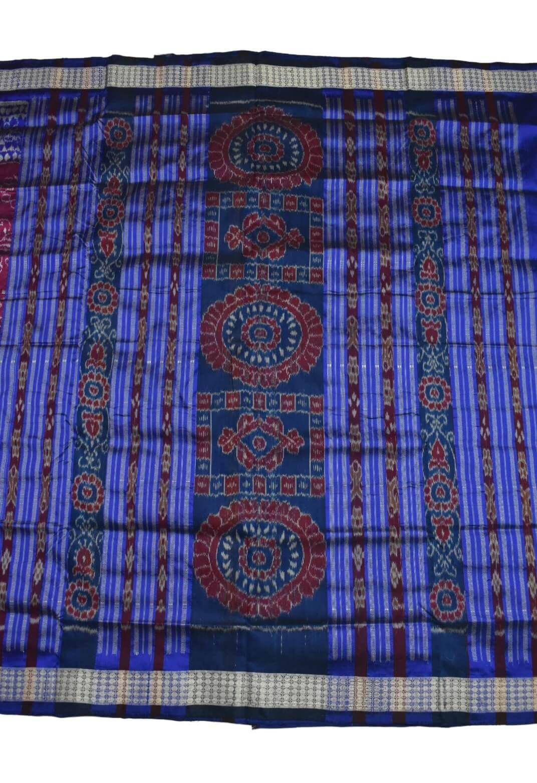 Green Combination Patli Design Sambalpuri Handloom Silk Saree - Image 3