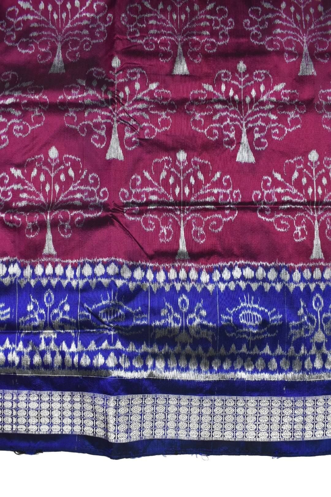 Green Combination Patli Design Sambalpuri Handloom Silk Saree - Image 5