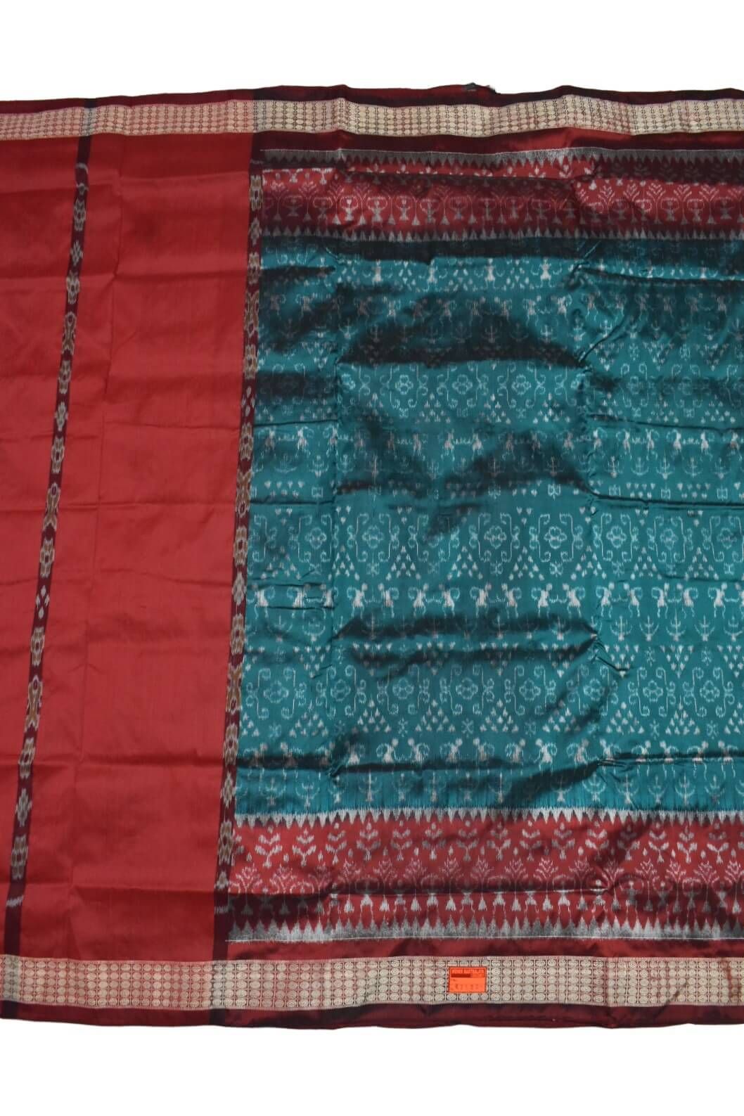 Green Combination Patli Design Sambalpuri Handloom Silk Saree