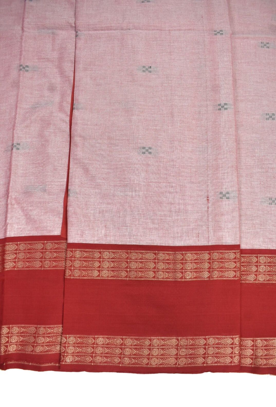 White Colour Sambalpuri Handloom Cotton Saree - Image 5
