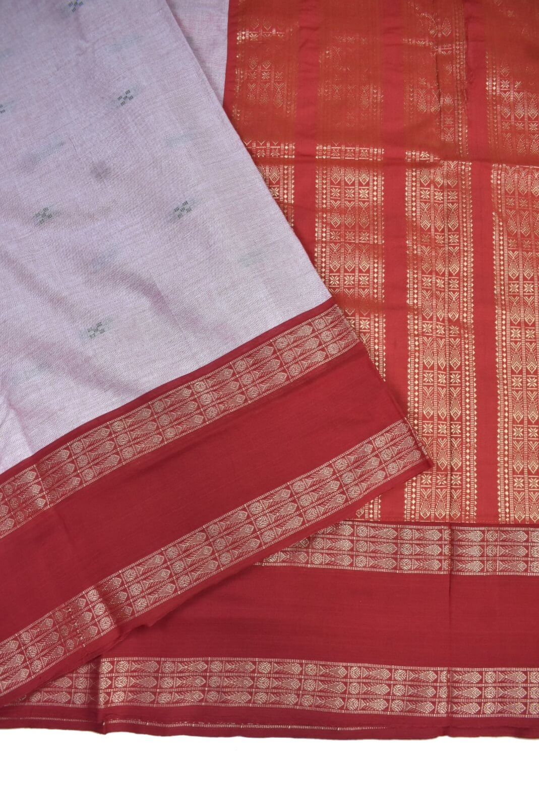 White Colour Sambalpuri Handloom Cotton Saree - Image 3