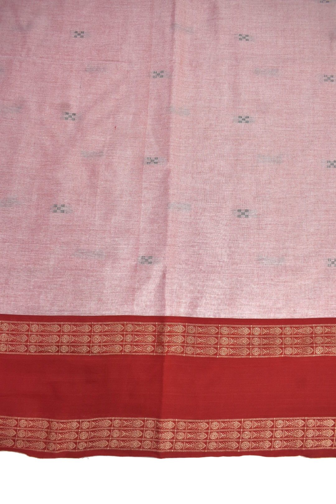 White Colour Sambalpuri Handloom Cotton Saree - Image 4