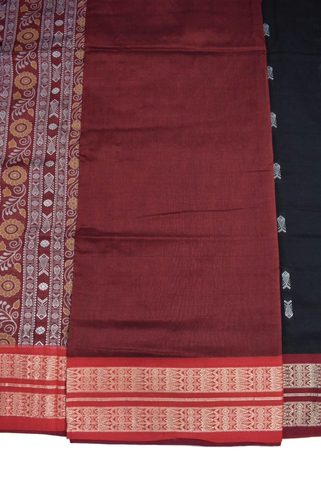 Black Colour Sambalpuri Handloom Cotton Saree - Image 5