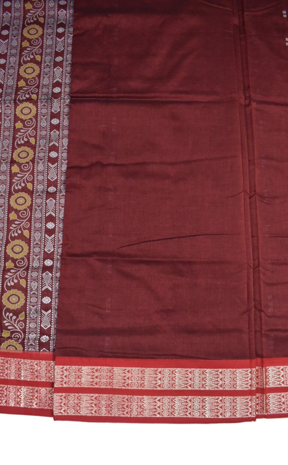 Green Colour Sambalpuri Handloom Cotton Saree - Image 5