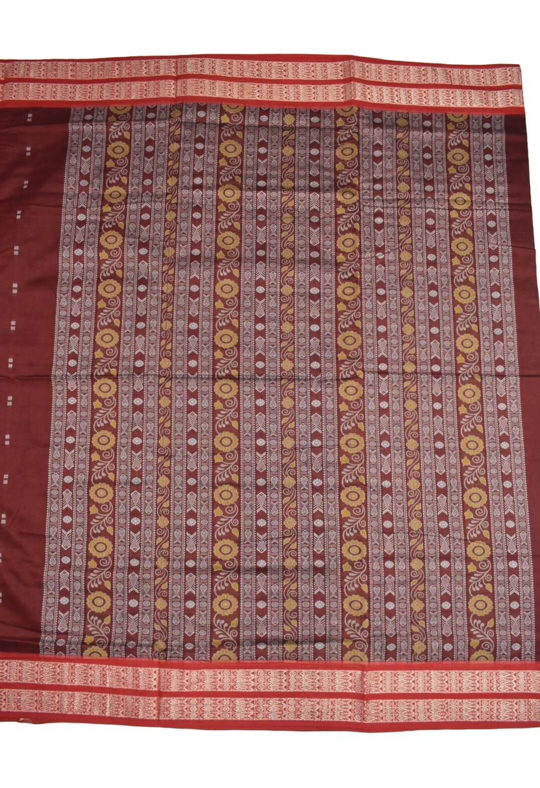 Green Colour Sambalpuri Handloom Cotton Saree - Image 2