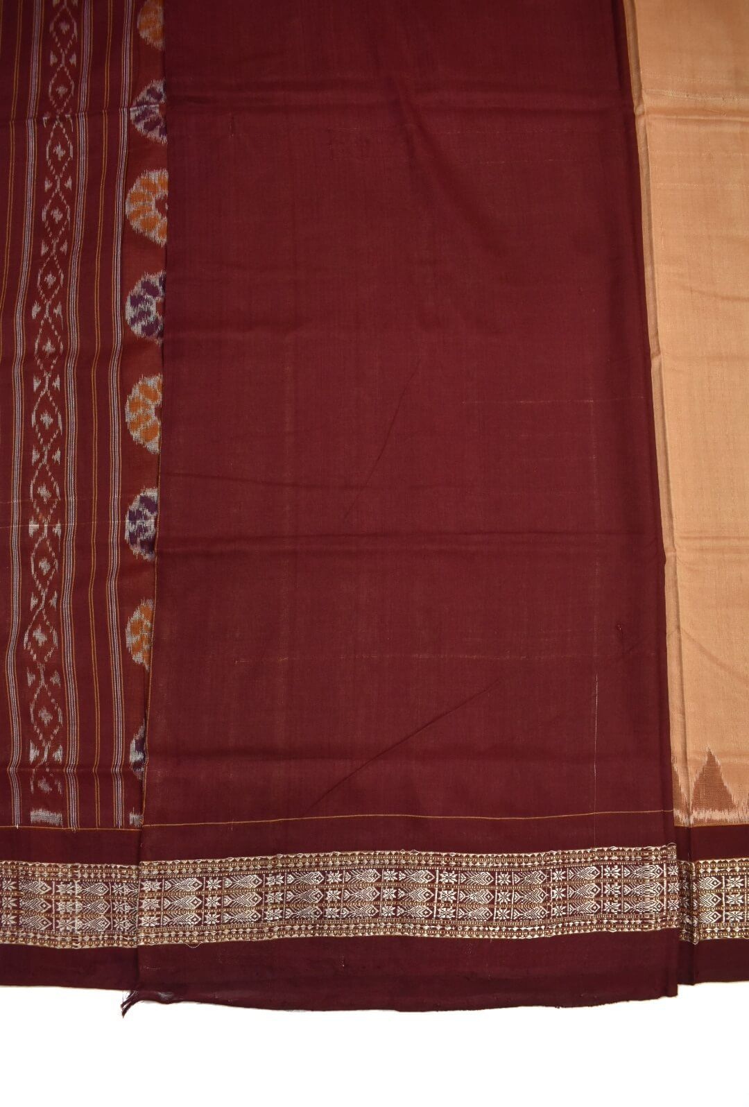 Biscuit Colour Sambalpuri Handloom Cotton Saree - Image 5