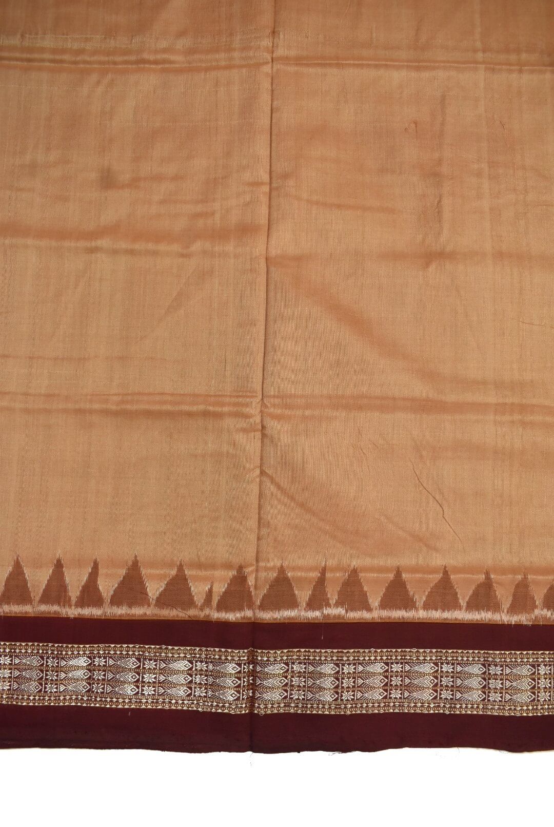 Biscuit Colour Sambalpuri Handloom Cotton Saree - Image 4