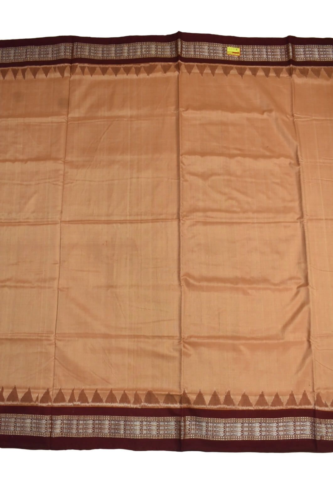 Biscuit Colour Sambalpuri Handloom Cotton Saree