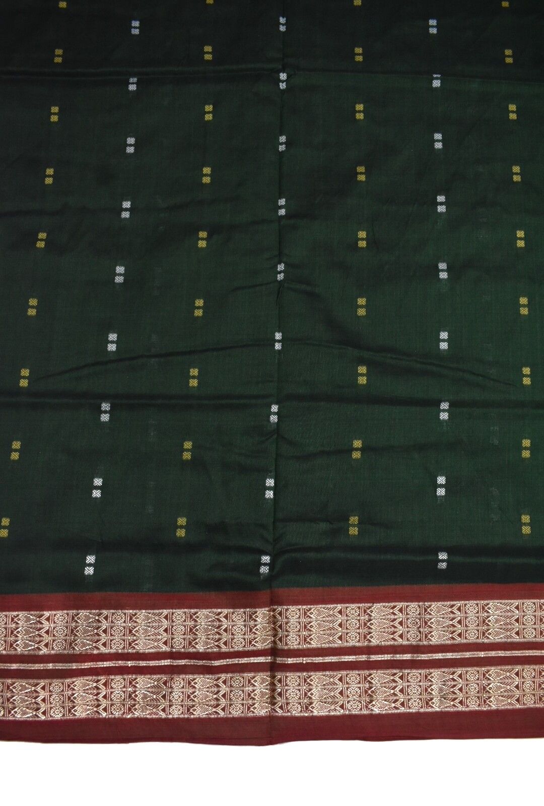 Green Colour Sambalpuri Handloom Cotton Saree - Image 4