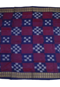 Red-Blue Colour Sambalpuri Handloom Cotton Saree