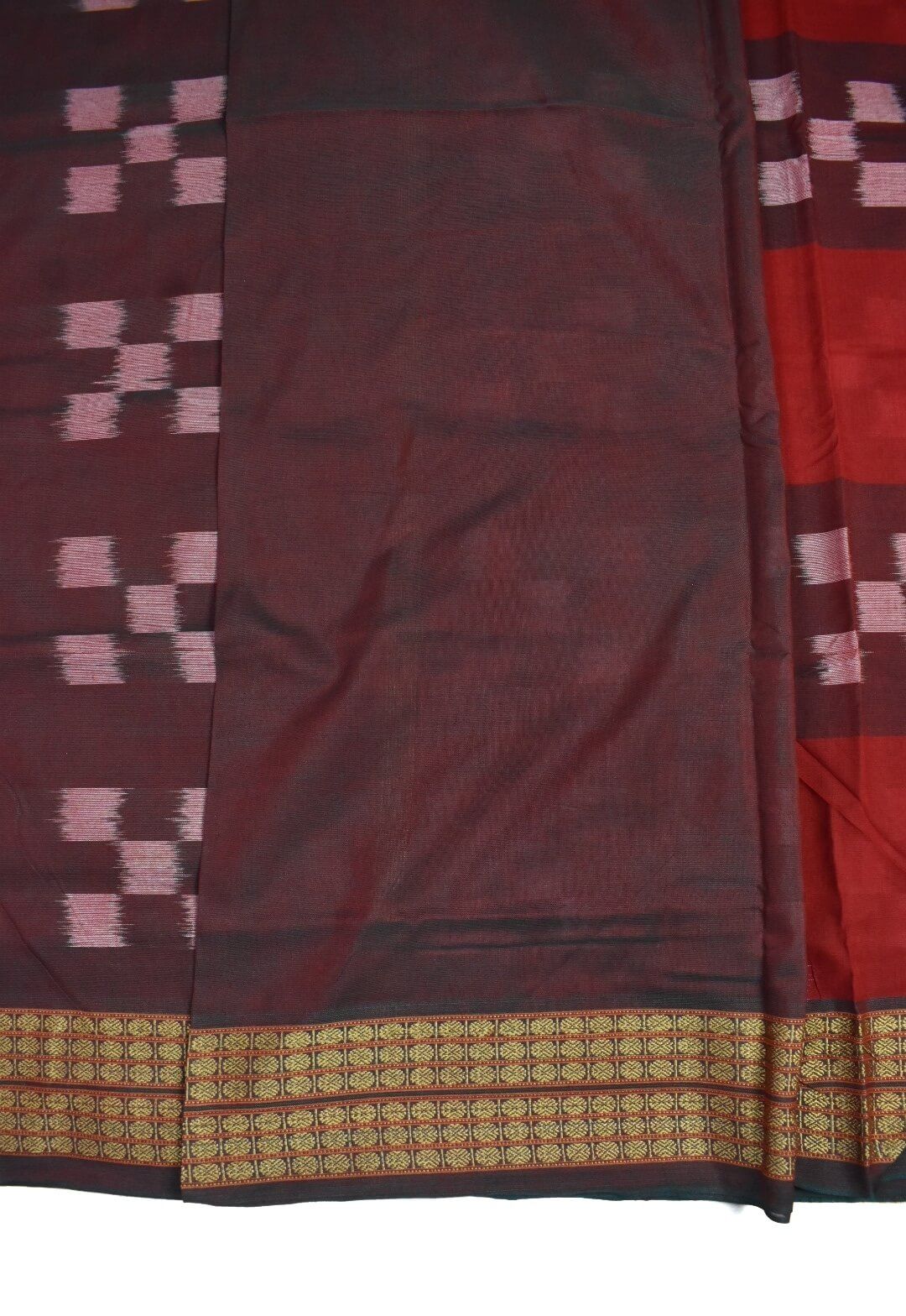 Red Colour Sambalpuri Handloom Cotton Saree - Image 5