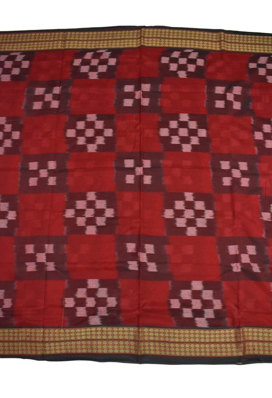 Red Colour Sambalpuri Handloom Cotton Saree