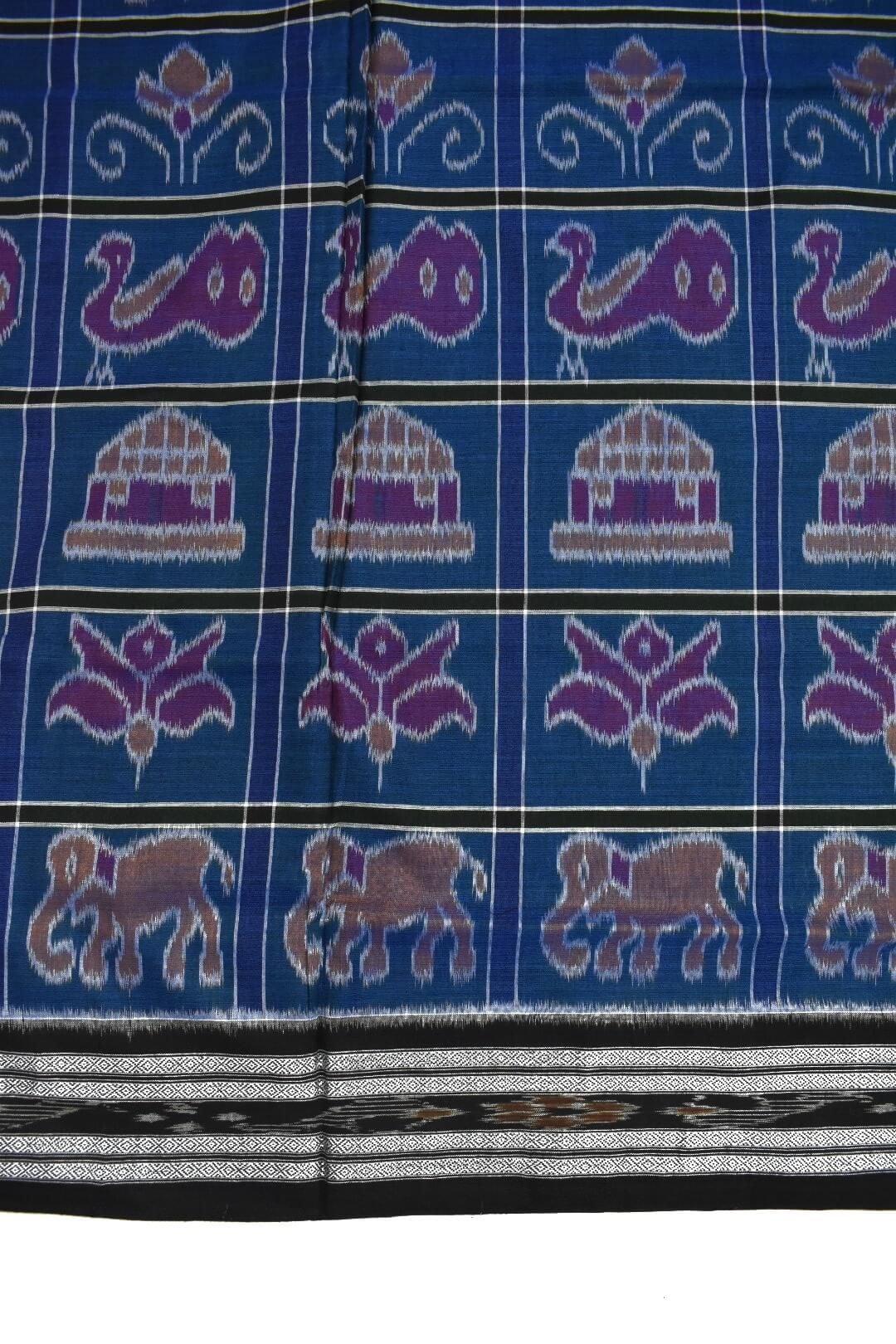 Blue Colour Sambalpuri Handloom Cotton Saree - Image 4