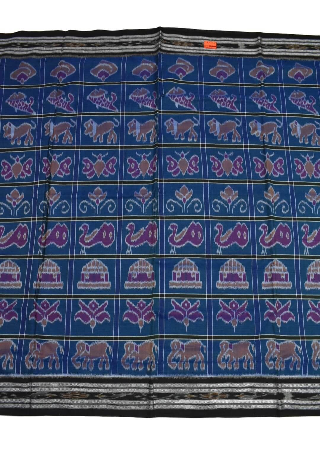 Blue Colour Sambalpuri Handloom Cotton Saree