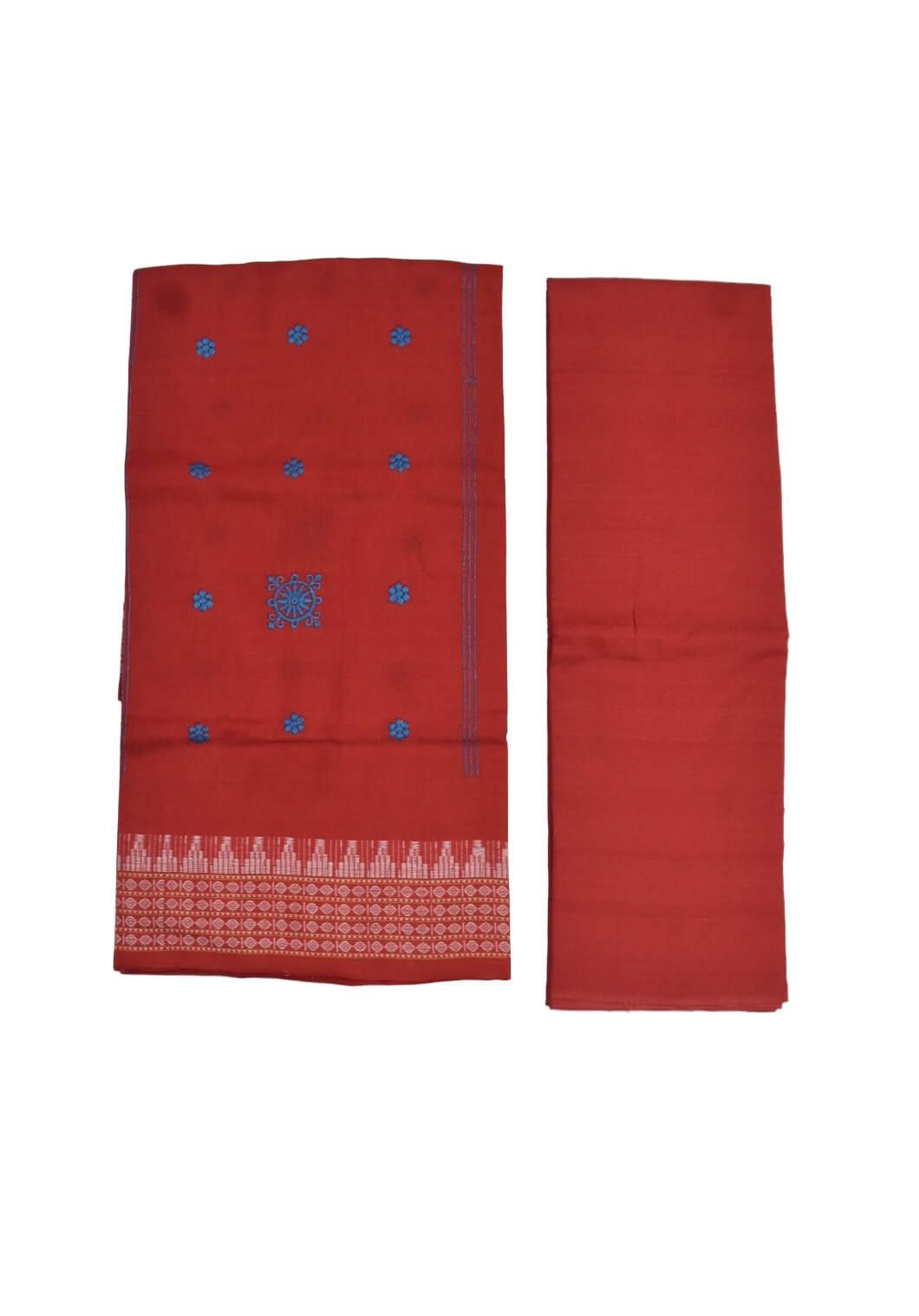 Sky Blue Colour Sambalpuri Handloom Cotton Bomkai Dress Material - Image 2