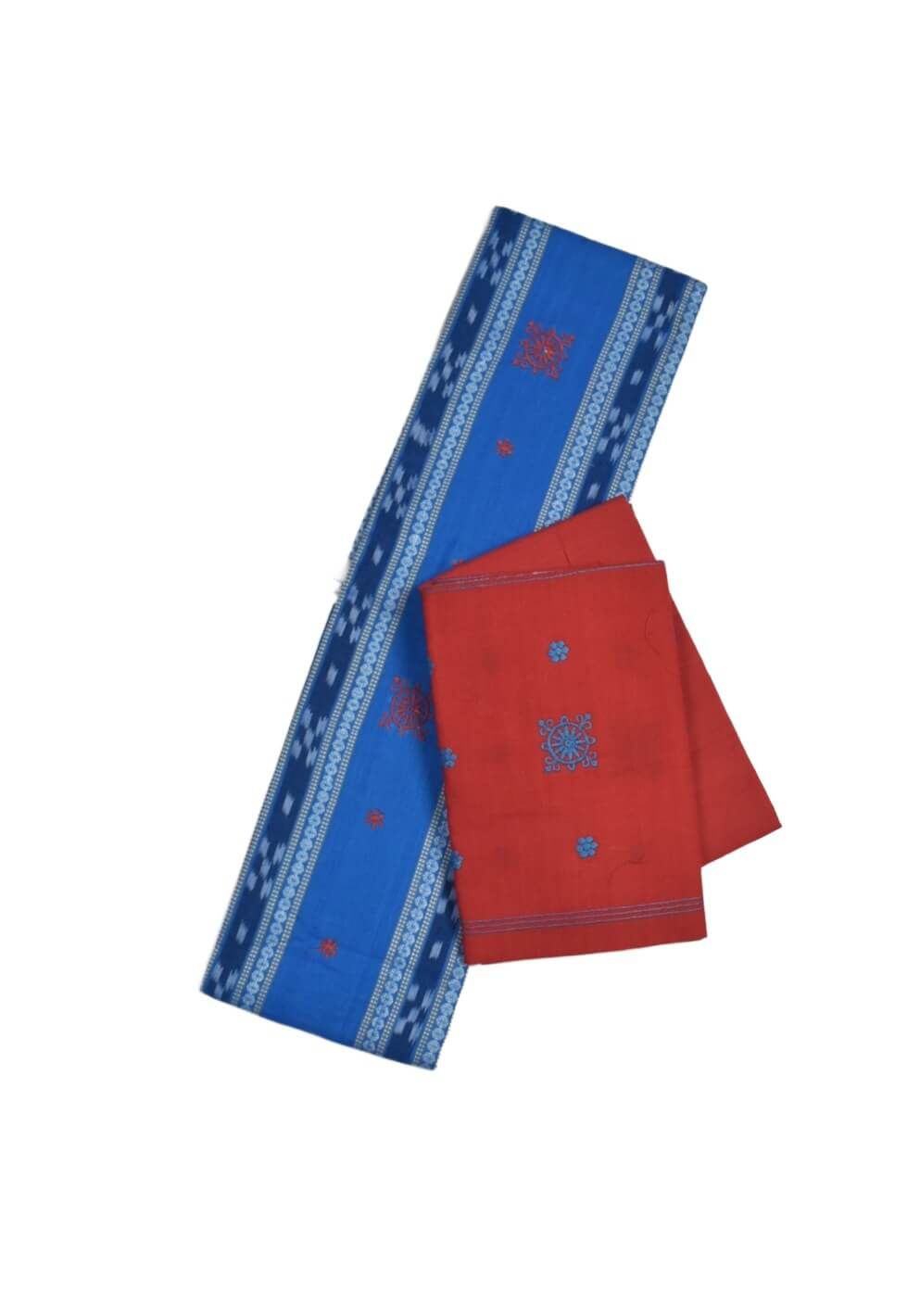 Sky Blue Colour Sambalpuri Handloom Cotton Bomkai Dress Material