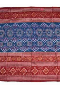 Blue-Red Colour Sambalpuri Handloom Cotton Saree
