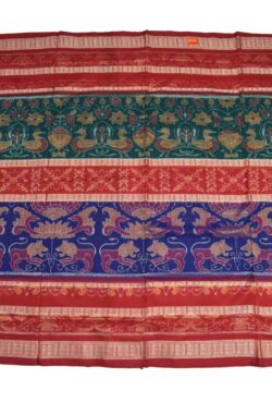 Green-Blue Colour Sambalpuri Handloom Cotton Saree