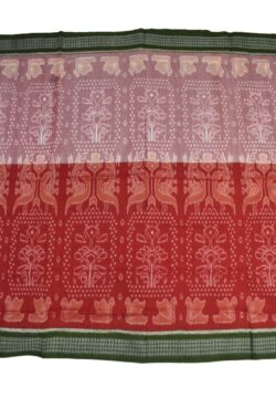 Biscuit-Red Colour   Sambalpuri Handloom Cotton Saree